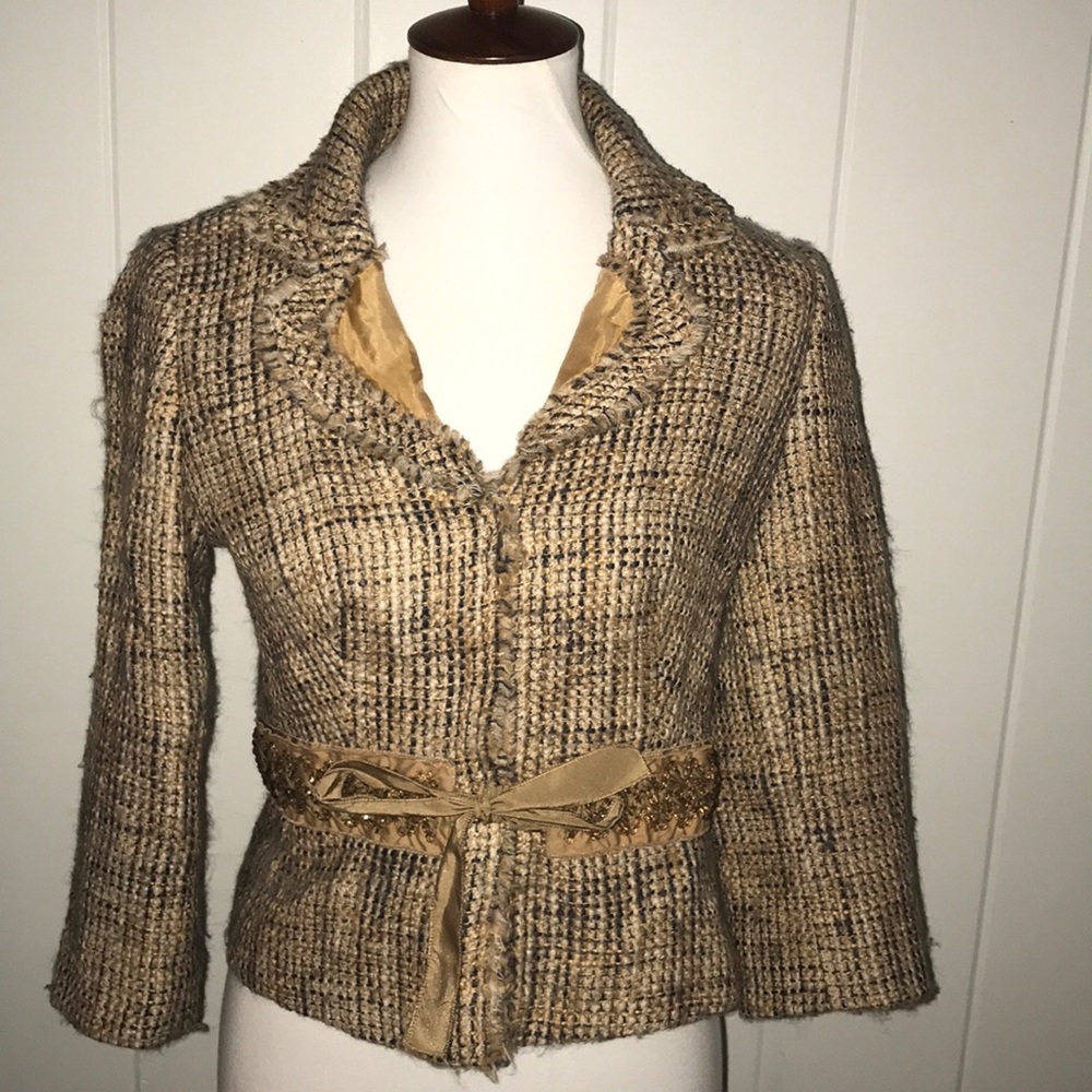 PRADA 2/4 tweed blazer jacket size 42 alpaca wool XS Small S - Picture 3 of 11